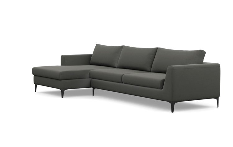 Asher Chaise Sectional with Charcoal Fabric and Matte Black legs - Image 4