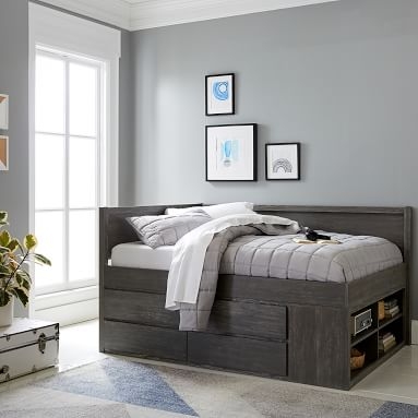 Costa Captain's Bed, Twin, Brushed Charcoal - Image 1