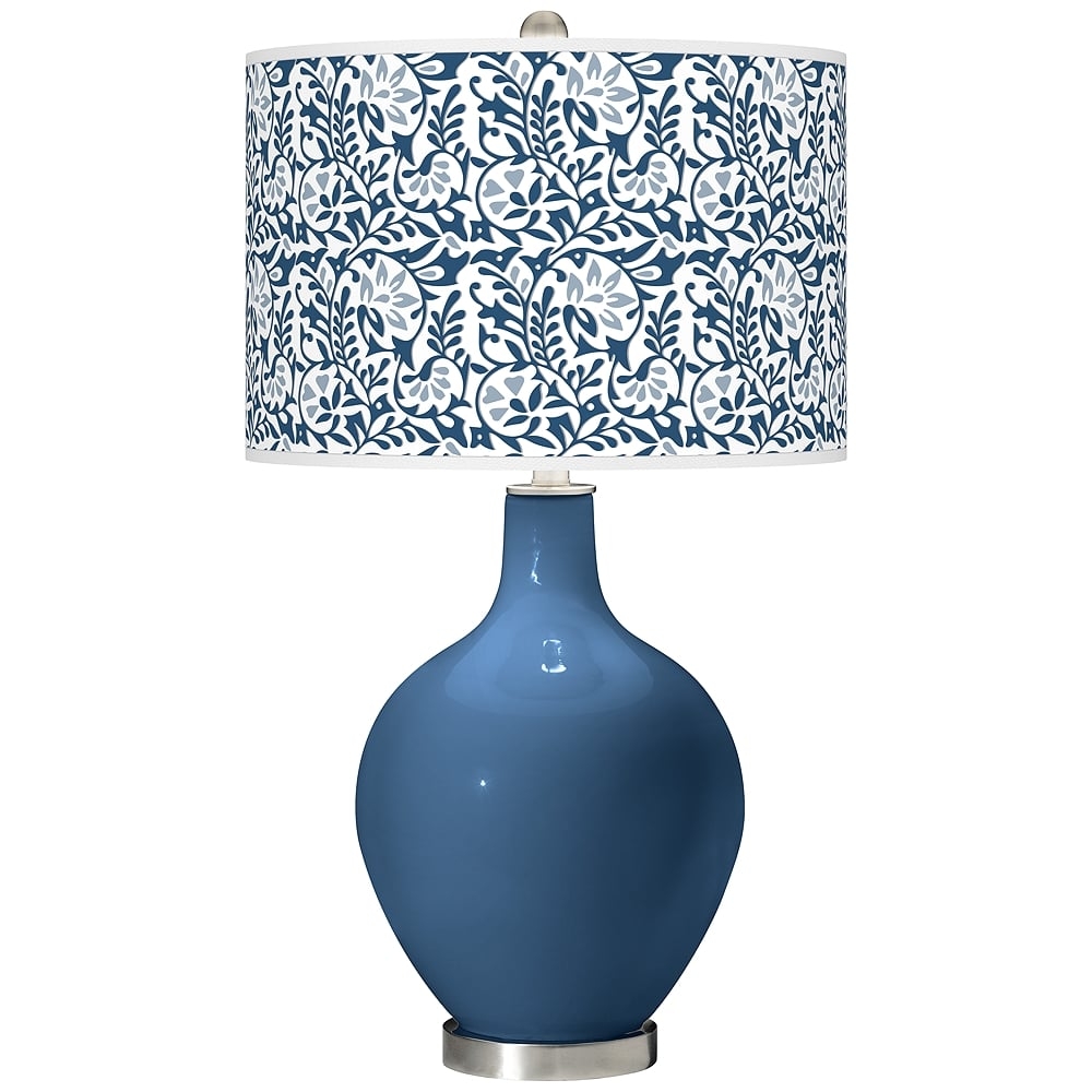 Color Plus Ovo 28 1/2" High Gardenia Shade Regatta Blue Table Lamp - Image 0