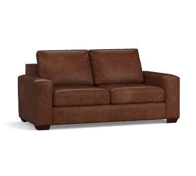 Big Sur Square Arm Leather Sofa 82", Down Blend Wrapped Cushions, Legacy Dark Caramel - Image 5
