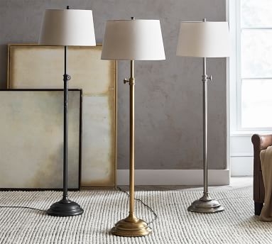Chelsea Floor Adjustable Lamp &amp; Large Tapered Gallery Shade, Nickel Base/Sand Shade - Image 2
