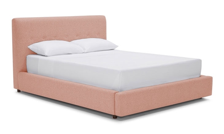 Pink Alvin Mid Century Modern Storage Bed - Royale Blush - Coffee Bean - Queen - Image 0