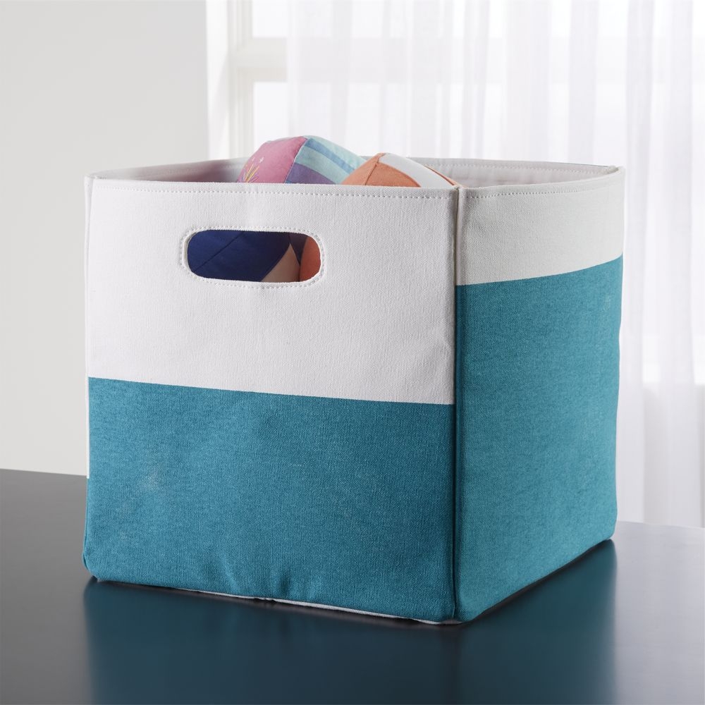 Color Block Teal Cube Storage Bin - Image 0