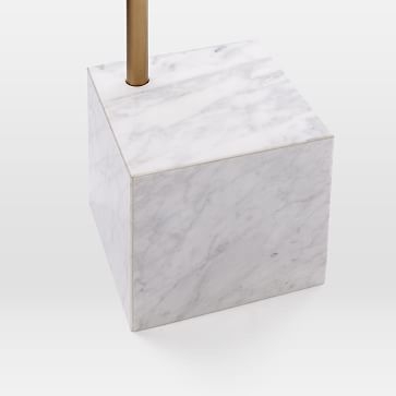 Cube Side Table, Walnut/Antique Brass/White Marble - Image 3