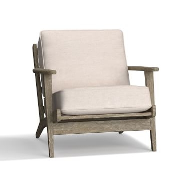 Raylan Upholstered Armchair, Polyester Wrapped Cushions, Brushed Crossweave Light Gray - Image 1
