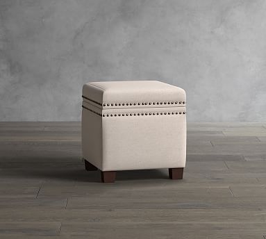 Tamsen Upholstered Cube Storage Ottoman, Premium Performance Basketweave Pebble - Image 0