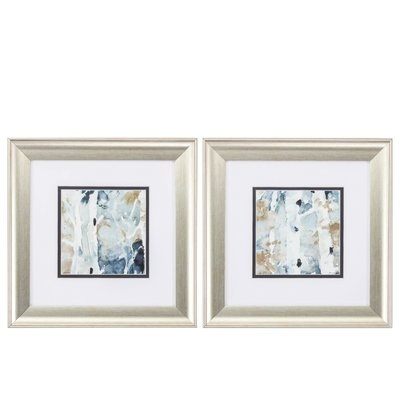 'Blue Watercolor' 2 Piece Framed Painting Print Set - Image 0