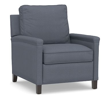 Tyler Square Arm Upholstered Recliner without Nailheads, Polyester Wrapped Cushions, Sunbrella(R) Performance Boss Herringbone Indigo - Image 0