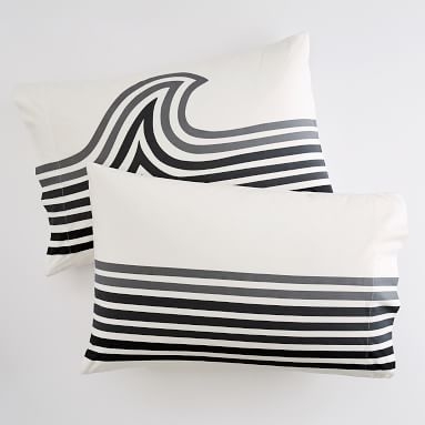 Striped Pillowcases, Set of 2, Gray Multi - Image 1