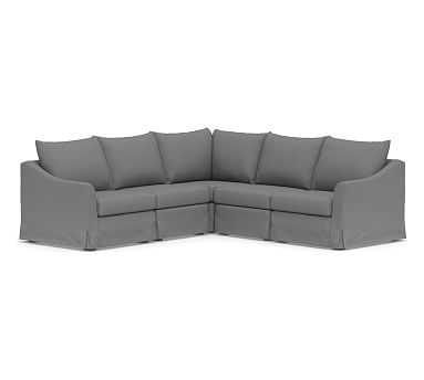 SoMa Brady Slope Arm Slipcovered 5-Piece L-Shaped Sectional, Polyester Wrapped Cushions, Textured Twill Light Gray - Image 0