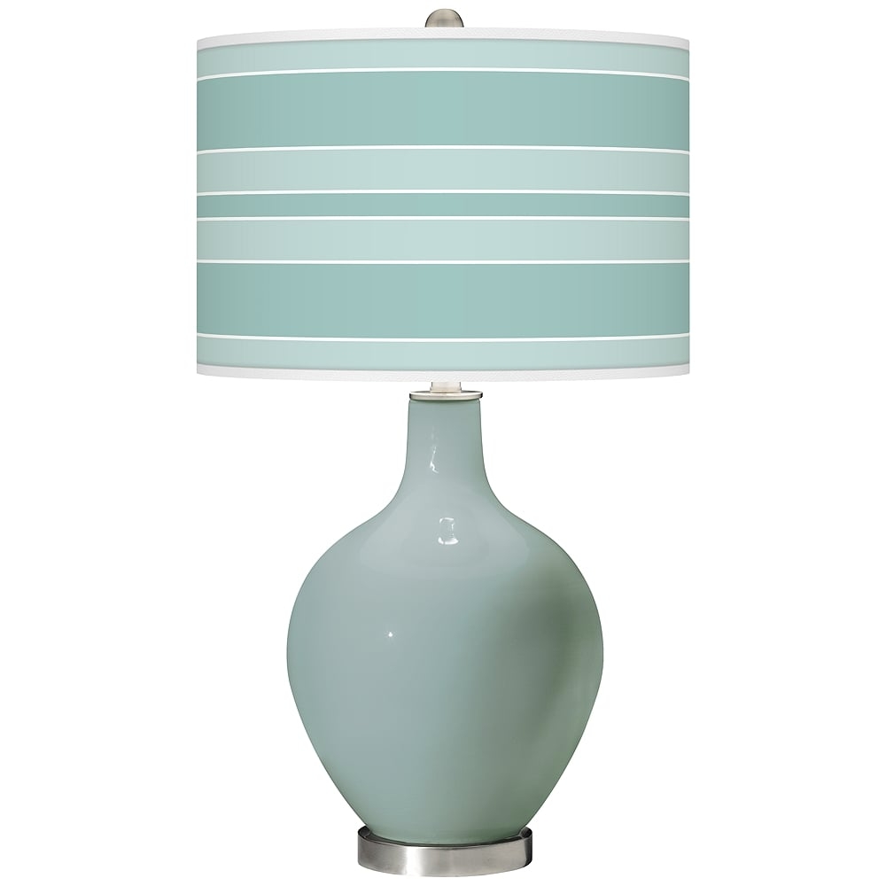 Color Plus Ovo 28 1/2" Bold Stripe Shade Aqua-Sphere Blue Table Lamp - Image 0