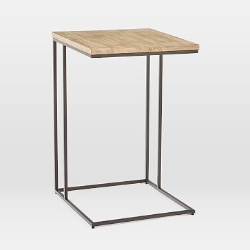 Streamline C-Side Table, Whitewash, Antique Bronze - Image 0