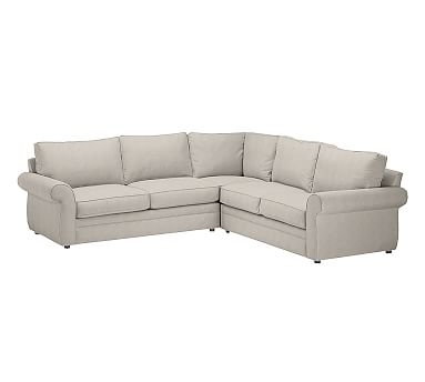Pearce Roll Arm Upholstered 2-Piece L-Shaped Sectional, Down Blend Wrapped Cushions, Performance Slub Cotton Silver Taupe - Image 2