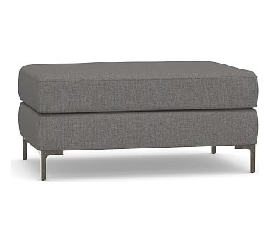Jake Upholstered Sectional Ottoman with Bronze Legs, Polyester Wrapped Cushions, Performance Brushed Basketweave Slate - Image 0