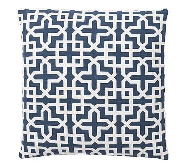 Holt Trellis Jacquard Pillow Cover, 24", Blue - Image 0