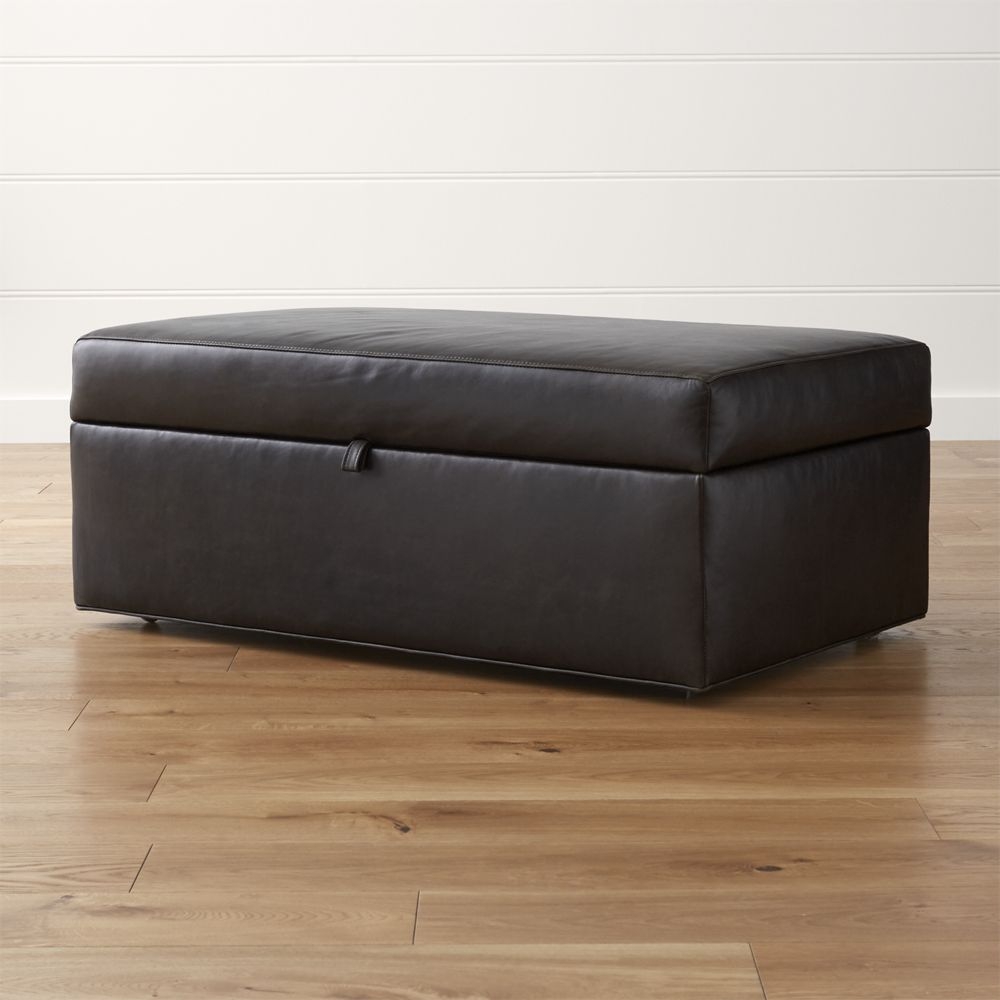 Axis Leather Storage Ottoman with Tray - Image 0