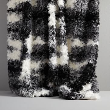 Faux Shearling Throw, Black/Ivory - Image 0