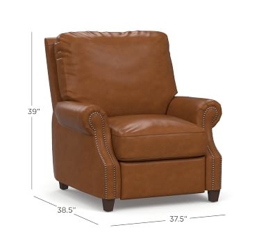 James Leather Power Tech Recliner, Down Blend Wrapped Cushions, Statesville Toffee - Image 3