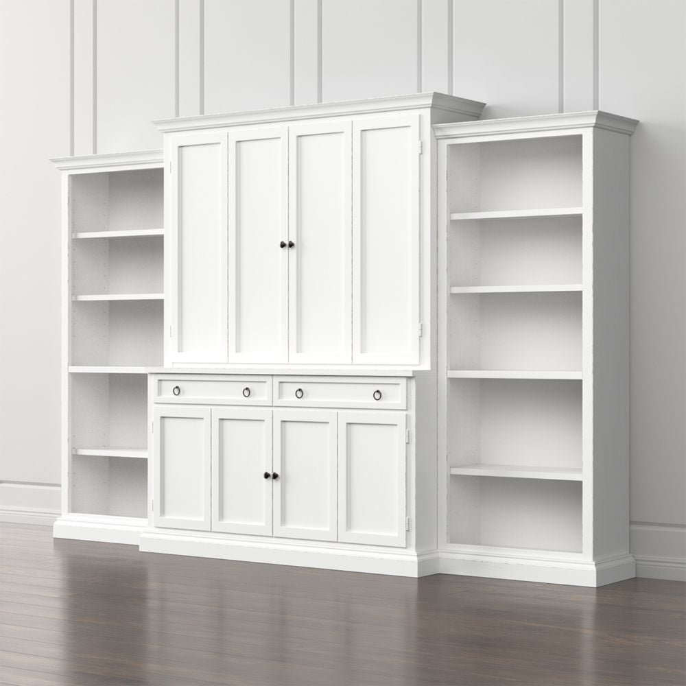 Cameo 4-Piece White Open Bookcase Entertainment Center - Image 0