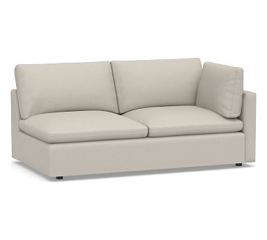 Bolinas Upholstered Right-arm Loveseat, Down Blend Wrapped Cushions, Performance Heathered Tweed Pebble - Image 0