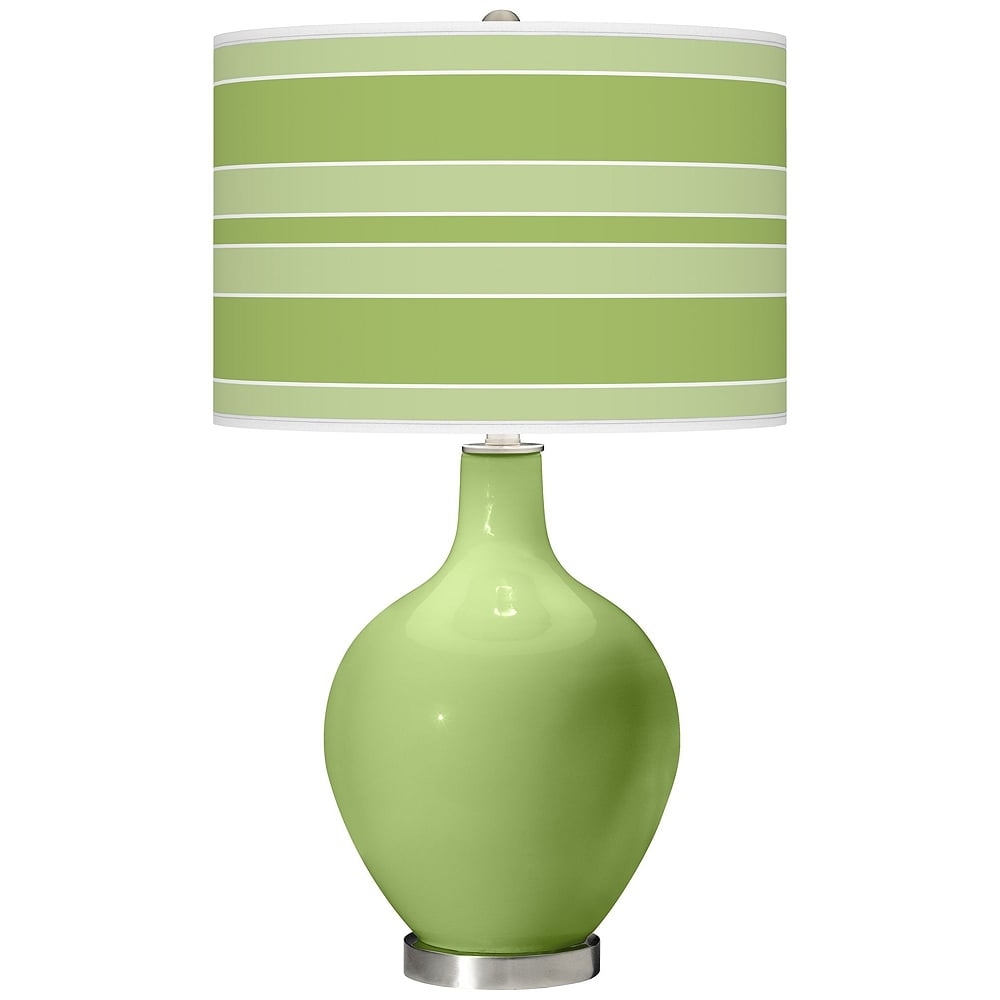 Color Plus Ovo 28 1/2" Bold Stripe Shade Lime Rickey Green Table Lamp - Image 0
