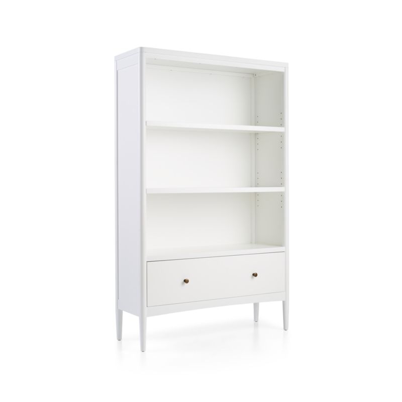 Hampshire Tall White Wood 3-Shelf Kids Bookcase with Drawer - Image 2
