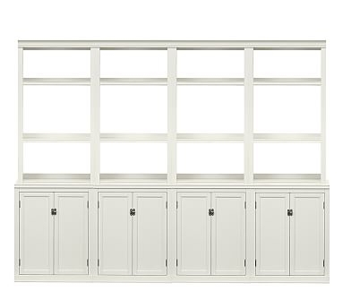 Logan Wall Bookcase with Doors, Alabaster, 96"L x 75"H - Image 0