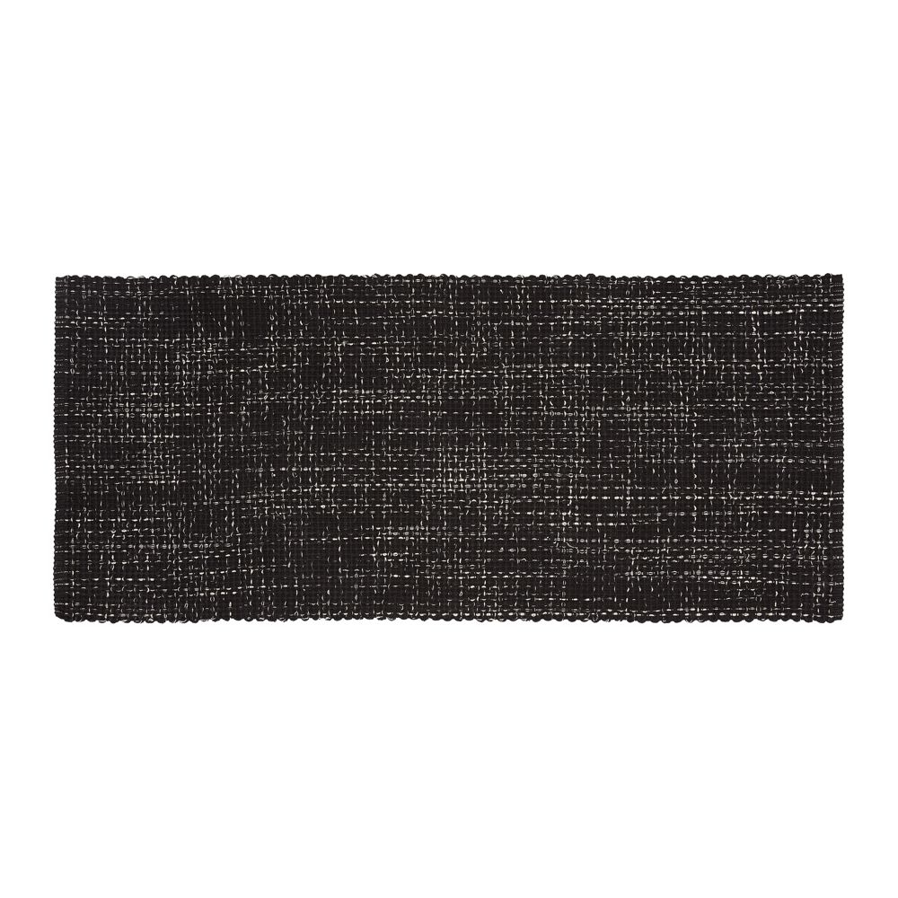 Della Black Cotton Flat Weave Rug Runner 2.5x6 - Image 0