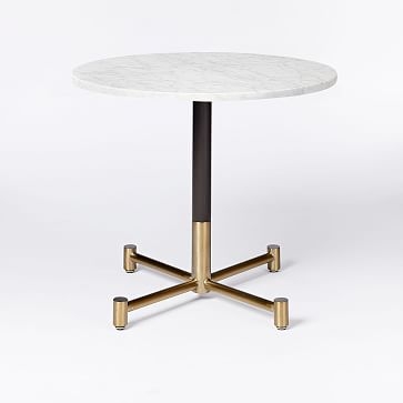 Branch Base Round Dining Table, White Marble, Antique Bronze/Blackened Brass - Image 2