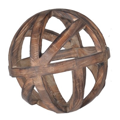 Brown Decorative Wood Ball Sculpture - Image 0