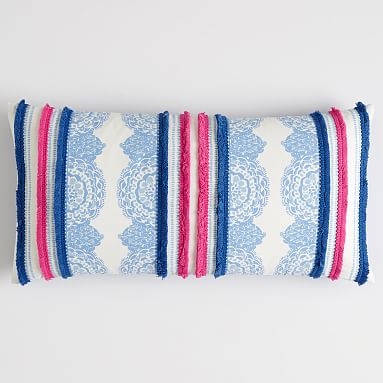 Lilly Pulitzer Lumbar Move It Or Lose It Pillow, 12"x24", Ikat Blue - Image 0