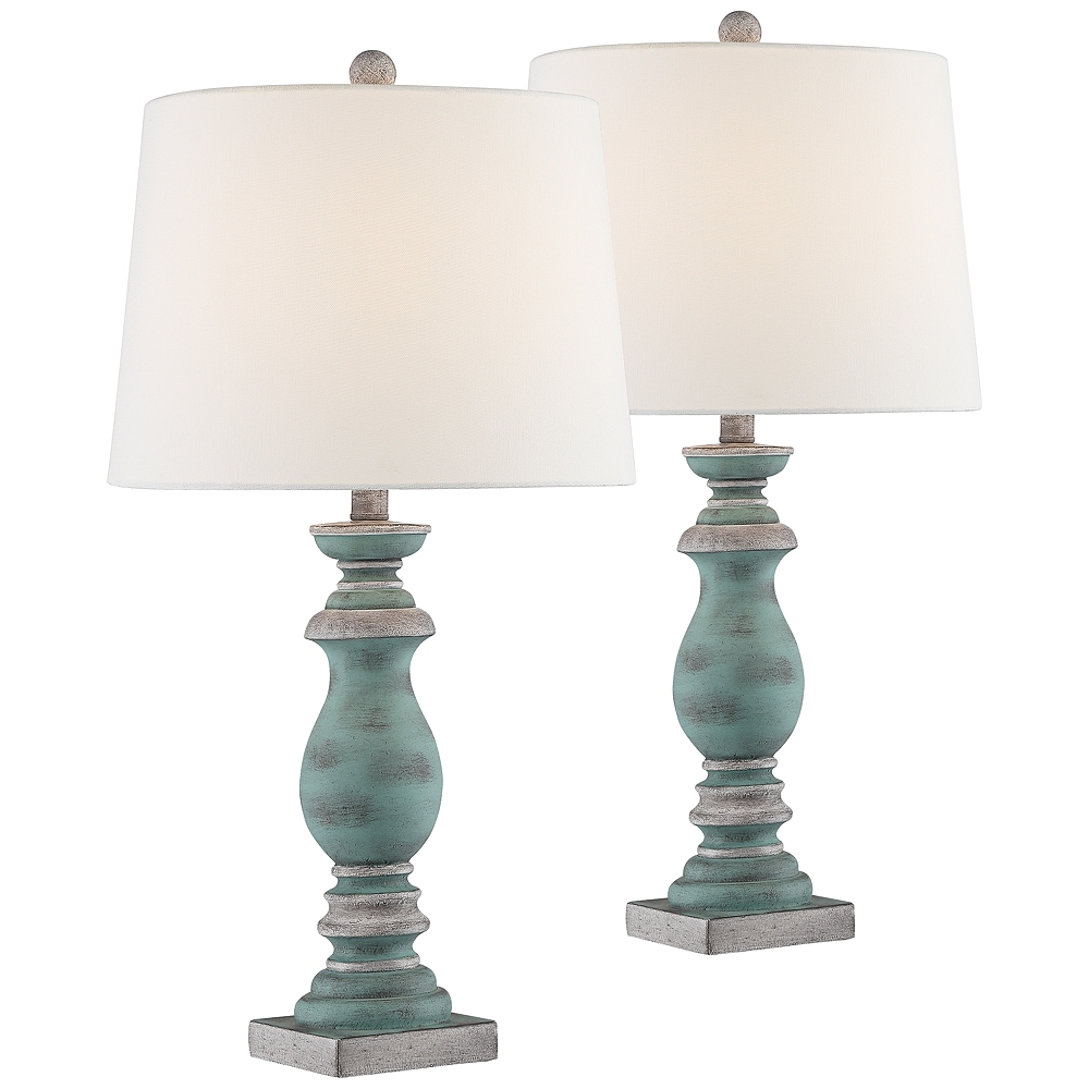 Regency Hill 26 1/2" Weathered Faux Wood Table Lamps Set of 2 - Image 0