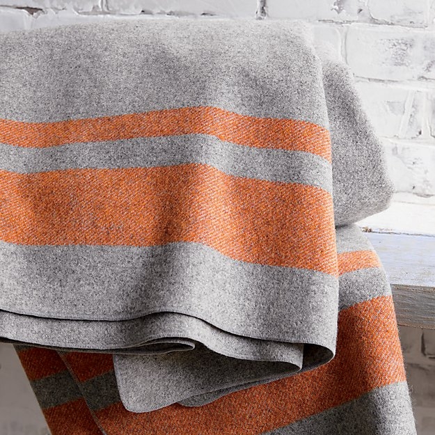 Faribault orange stripe wool blanket - Full/Queen - Image 2