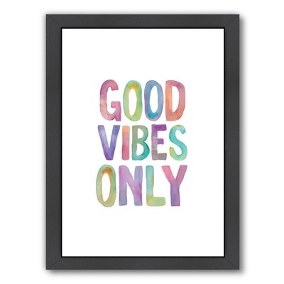 'Good Vibes Only' Watercolor Framed Textual Art - Image 0