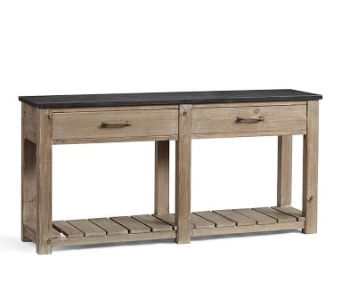 Parker 63" Bluestone Top Reclaimed Wood Console Table, Weathered White - Image 2