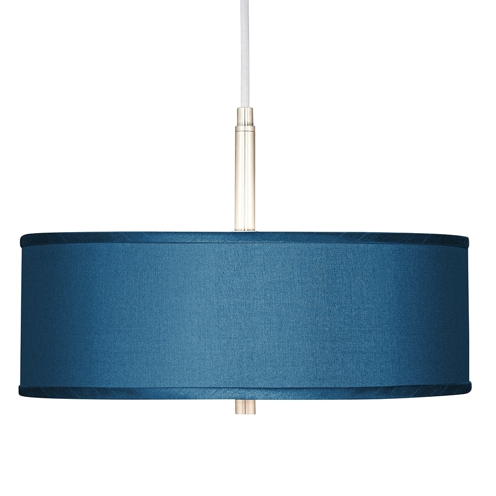 Possini Euro 16" Wide Nickel and Textured Blue Pendant Light - Image 0