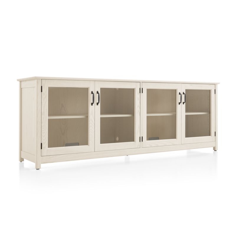 Ainsworth Cream 85" Media Console with Glass/Wood Doors - Image 1