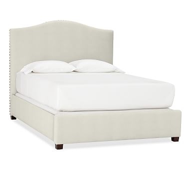 Raleigh Upholstered Curved Bed with Pewter Nailheads, California King, Basketweave Slub Ivory - Image 2