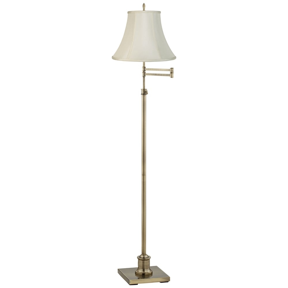 360 Lighting Westbury Creme and Brass Adjustable Swing Arm Floor Lamp - Image 0