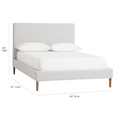 Ellery Essential Upholstered Bed, King, Brushed Crossweave Light Gray - Image 1