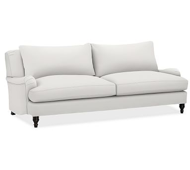 Carlisle English Arm Upholstered Grand Sofa 90", Polyester Wrapped Cushions, Sunbrella(R) Performance Slub Tweed White - Image 0