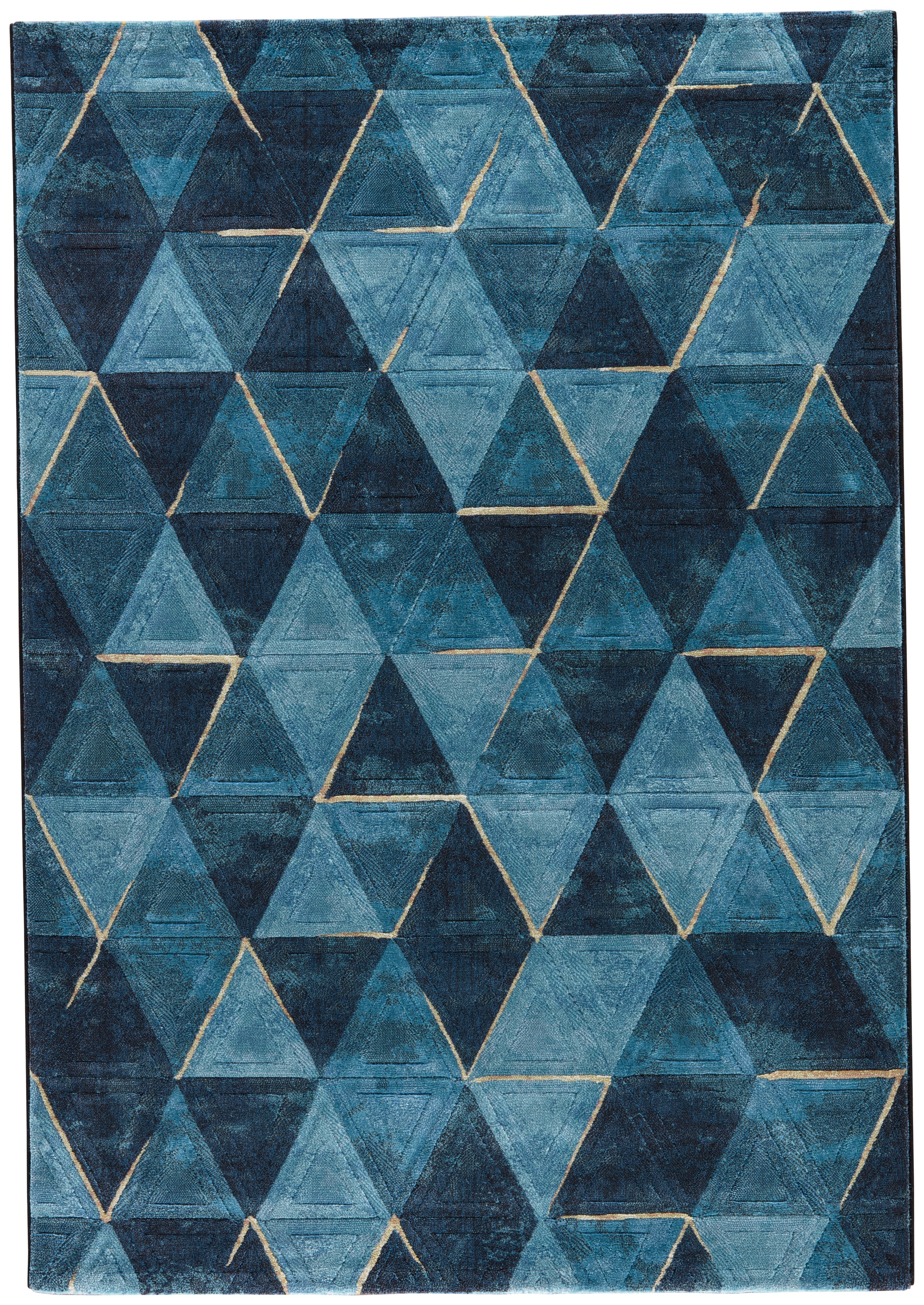 Miso Geometric Dark Blue/ Indigo Area Rug (5'3" X 7'6") - Image 0
