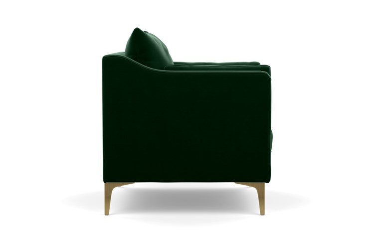 Caitlin by The Everygirl Petite Chair with Emerald Fabric and Brass Plated legs - Image 2