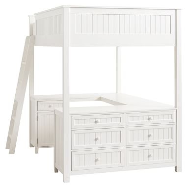 Beadboard Loft Bed, Full, Simply White - Image 0