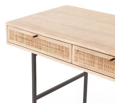 Dolores 60" Cane Desk with Drawers, Natural - Image 3