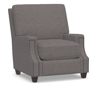 James Square Arm Upholstered Recliner, Down Blend Wrapped Cushions, Brushed Crossweave Charcoal - Image 0