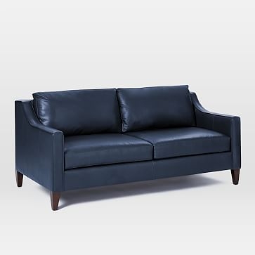 Paidge Sofa, Sauvage Leather, Navy, Poly, Taper Pecan - Image 2