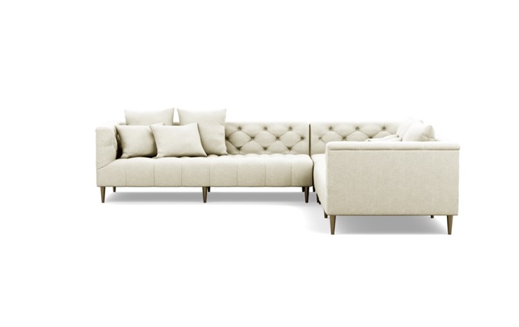 Ms. Chesterfield Corner Sectionals with Vanilla Fabric and Brass Plated legs - Image 0