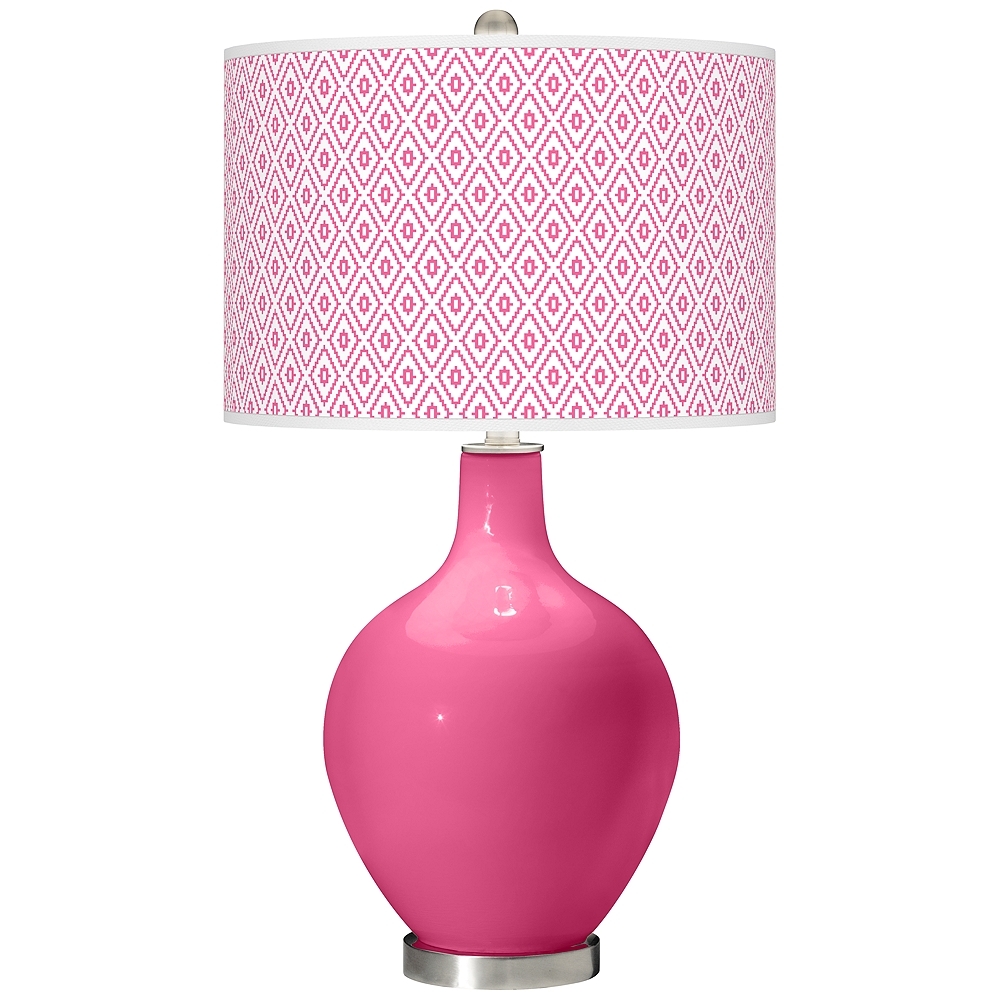 Color Plus Ovo 28 1/2" High Diamonds Shade Blossom Pink Table Lamp - Image 0