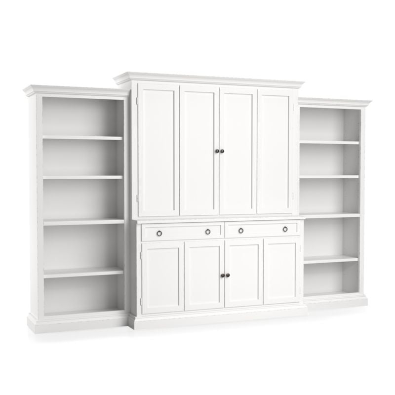 Cameo 4-Piece White Open Bookcase Entertainment Center - Image 1